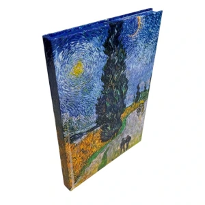 PRESTİJ 14X20 VAN GOGH / SELVİLİ VE YILDIZLI YOL 112 YP LASTİKLİ SERT KAPAK ÇİZGİLİ DEFTER