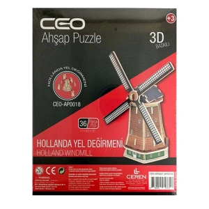 CEO 3 BOYUTLU BASKILI AHŞAP PUZZLE HOLLANDA YEL DEĞİRMENİ CEO-AP0018