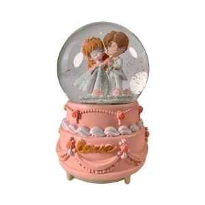 CEREN HDY0199 ORTA BOY HEDİYELİK MÜZİKLİ IŞIKLI KAR ATAN KAR KÜRESİ (PİLLİ) GELİN VE DAMAT