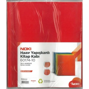 NOKI  60174-10 HAZIR BANTLI YAPIŞKANLI KİTAP KABI 10LU KIRMIZI