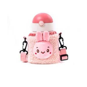 VAGONLİFE DILLER ÇELİK PİPETLİ PELUŞ KILIFLI MATARA D9004  300ML PEMBE