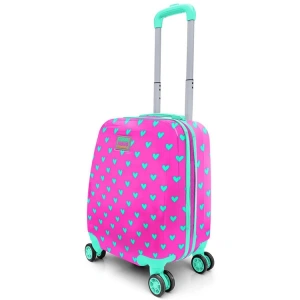 CORAL HIGH 16715 MİNİ PEMBE SU YEŞİLİ KALP DESENLİ VALİZ