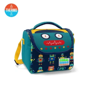 CORAL HIGH 11810 KIDS LACİVERT ÇİVİT ROBOT DESENLİ THERMO BESLENME ÇANTASI
