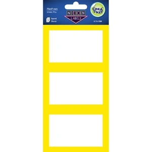 CREA ETİKET- 1204 73x47mm NEON SARI ETİKET 3YP. 3LÜ
