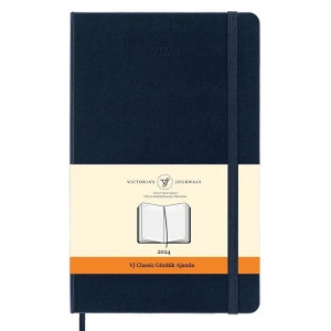 VICTORIAS JOURNALS 9170 13x21cm SERT KAPAK LASTİKLİ CEPLİ CLASSIC GÜNLÜK AJANDA - LACİVERT