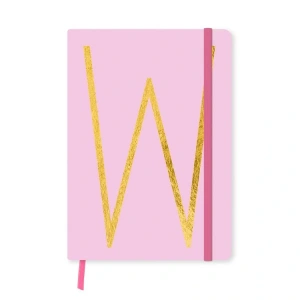 DEFFTER FABOOKS MONOGRAM HARF BASKILI LASTİKLİ SERT KAPAK ÇİZGİLİ DEFTER 168 SYF - W