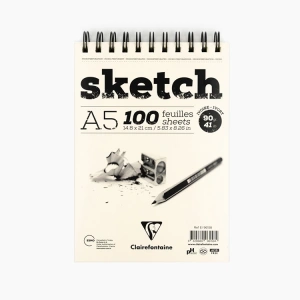 CLAİREFONTAİNE A5 ESKİZ BLOK ÇİZİM DEFTERİ ÜSTTEN SPİRALLİ 90 gr.100 YP