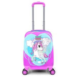 CORAL HIGH 16712 MİNİ MAVİ NEON PEMBE UNICORN DESENLİ VALİZ