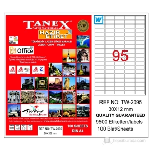 TANEX 30x12mm LASER ETİKET TW-2095
