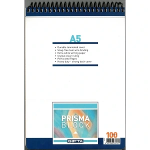 GIPTA PRISMA A5 100YP. PERFORAJLI  SPİRALLİ KARTON KAPAK BLOKNOT DEFTER DÜZ - 1296
