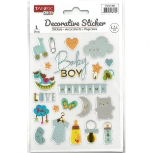 TANEX KIDS TNX-25405 DEKORATİF ETİKETLER - PUFFY BABY ERKEK SERİSİ STICKER - TEKLİ