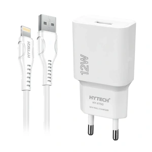 HYTECH HY-XT50L 12W 2.4A İPHONE BEYAZ ŞARJ KABLOSU VE EV TİPİ ŞARJ ADAPTÖRÜ