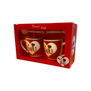 YLZ AT-967 SERAMİK KAŞIKLI 2Lİ KUPA