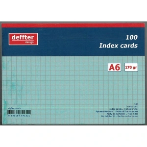 DEFFTER INDEX KARTI A6 MAVİ KARELİ
