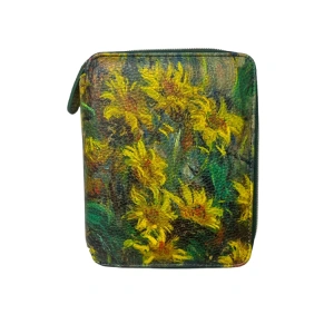 VICTORIAS JOURNALS 0287 KUTULU ZIPPER FOLDER YEŞİL - SARI ÇİÇEKLİ 10.5X14.8cm  80YP. ÇİZGİLİ DEFTER