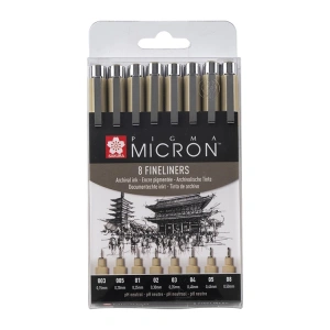 SAKURA PIGMA MICRON TEKNİK ÇİZİM KALEM SETİ 8Lİ