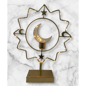 GIFTZEN DK-457 LED IŞIKLI PİLLİ MASA ÜSTÜ BÜYÜK AY YILDIZ RAMAZAN SÜSÜ 33x26x2.5cm