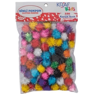KRAF KIDS KK85 2 CM SİMLİ PONPON 100LÜ KARMA