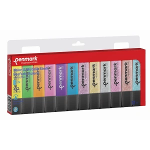 PENMARK HS-505-12NS 6 NEON+ 6 METALİK SİMLİ 12Lİ FOSFORLU KALEM SETİ