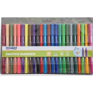 GIPTA SKETCH MARKER FIRÇA UÇ + FINELINER PVC ÇANTALI - 24 RNK