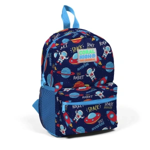 CORAL HIGH 23344 LACİVERT MAVİ UZAY DESENLİ İKİ BÖLMELİ MİNİ SIRT ÇANTASI