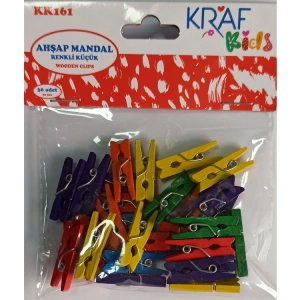 KRAF KIDS KK161 AHŞAP MANDAL KÜÇÜK 2,5 CM 30 LU RENKLİ