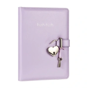 VICTORIAS JOURNALS 124-1110 HUSH HUSH HEART PASTEL KUTULU KİLİTLİ 13x18cm 80gr.160YP.ÇİZGİLİ DEFTER PASTEL LİLA