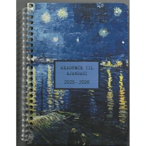 DEFFTER 15X21.5 SPİRALLİ SERT KAPAK AKADEMİK YIL AJANDASI - STARRY NIGHT (VAN GOGH) 2025-2026