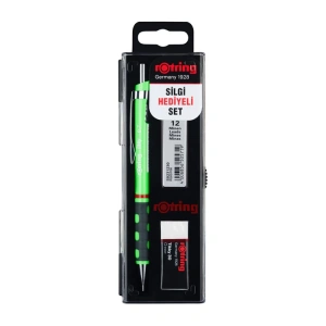ROTRING TIKKY VERSATİL + MİN + SİLGİ 3LÜ OKUL SETİ - 0.7 mm  NEON YEŞİL