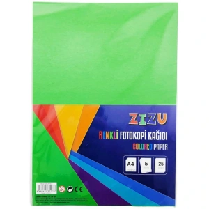 ZİZU DK1737 RENKLİ FOTOKOPİ KAĞIDI FOSFORLU A4 25li -5 RENK