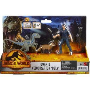 MATTEL HDX46/GWM26 JURASSIC WORLD OWEN & VELOCIRAPTOR BETA KARAKTER VE DİNOZOR FİGÜRÜ PAKETİ