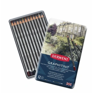 DERWENT GRAPHITINT KURU-SULU BOYA RENKLİ KALEM SETİ 12 Lİ TENEKE KUTU - DW0700802