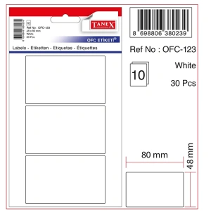 TANEX OFC-123 48x80mm BEYAZ OFİS ETİKETİ 10LU