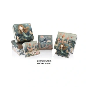 GIPTA OCEAN KARE HEDİYE KUTUSU BX2796 D NO:3,5 145x145x85 mm - TEKLİ