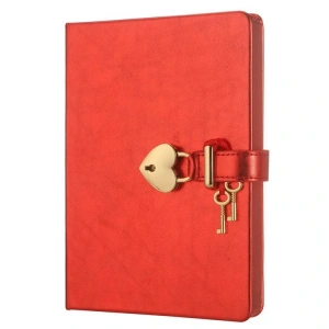 VICTORIAS JOURNALS 4403 13x18cm 80gr.160YP. HUSH-HUSH KUTULU KİLİTLİ ÇİZGİSİZ DEFTER METALİK KIRMIZI