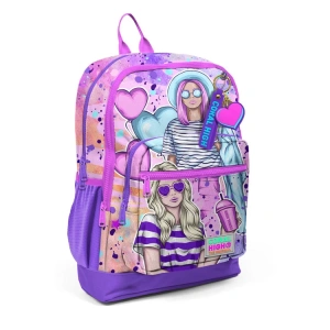 CORAL HIGH 23755 KIDS PEMBE MOR FASHION GIRL DESENLİ DÖRT BÖLMELİ SIRT ÇANTASI
