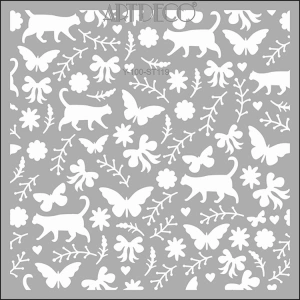 ARTDECO STENCİL 30X30CM KEDİLİ KELEBEK 119