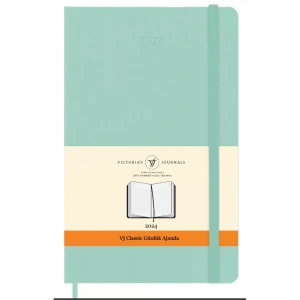 VICTORIAS JOURNALS 9174 13x21cm SERT KAPAK LASTİKLİ CEPLİ CLASSIC GÜNLÜK AJANDA - A.MAVİ