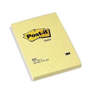 3M POST-IT YAPIŞKANLI NOT KAĞIDI KARELİ SARI 102X152 662