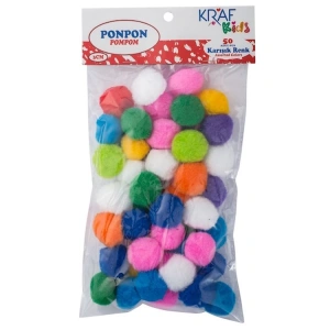 KRAF KIDS KK90 3 CM PONPON 50Lİ KARMA
