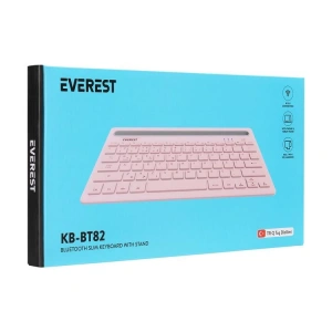 EVEREST KB-BT82  BLUETOOTH ULTRA İNCE+ ŞARJLI Q KABLOSUZ KLAVYE PEMBE/GRİ