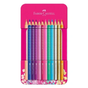 FABER CASTELL SPARKLE PARLAK RENKLER KURU BOYA KALEMİ METAL KUTU 12Lİ - 5171201737