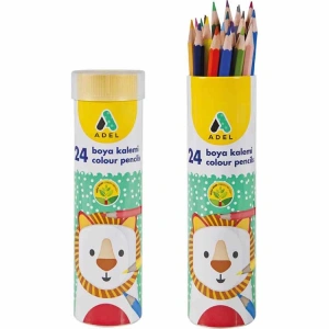 ADEL METAL TÜP KURU BOYA KALEMİ TAM BOY 24 RENK
