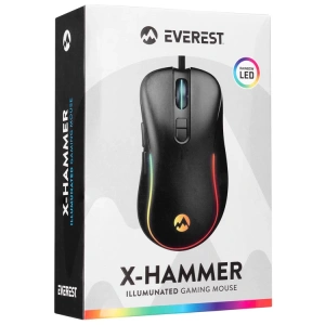 EVEREST SM-G58 X-HAMMER USB SİYAH 7D OPTİK 7200 DPI LED IŞIKLI MOUSE
