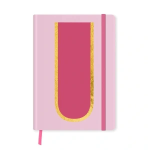 DEFFTER FABOOKS MONOGRAM HARF BASKILI LASTİKLİ SERT KAPAK ÇİZGİLİ DEFTER 168 SYF - Ü