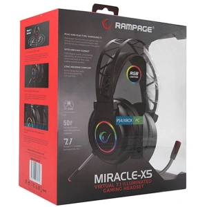 RAMPAGE MİRACLE-X5 SİYAH RGB LED 7.1 SURROUND SOUND SYSTEM MİKROFONLU OYUNCU KULAKLIĞI