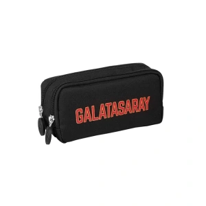 ME GALATASARAY 24525 KIRMIZI YAZI BASKILI İKİ BÖLMELİ KALEM ÇANTASI SİYAH