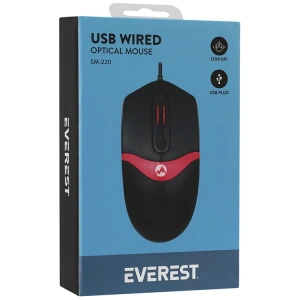 EVEREST SM-220 USB 1200 DPİ KABLOLU OPTİK MOUSE SİYAH/KIRMIZI