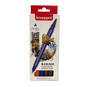 BRUYNZEEL FINELINER& BRUSHPEN ÇİFT UCLU KALEM SETİ 6LI - AMSTERDAM