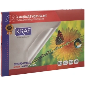KRAF LAMİNASYON FİLMİ PARLAK A3 125 MİC 100LÜ 2123